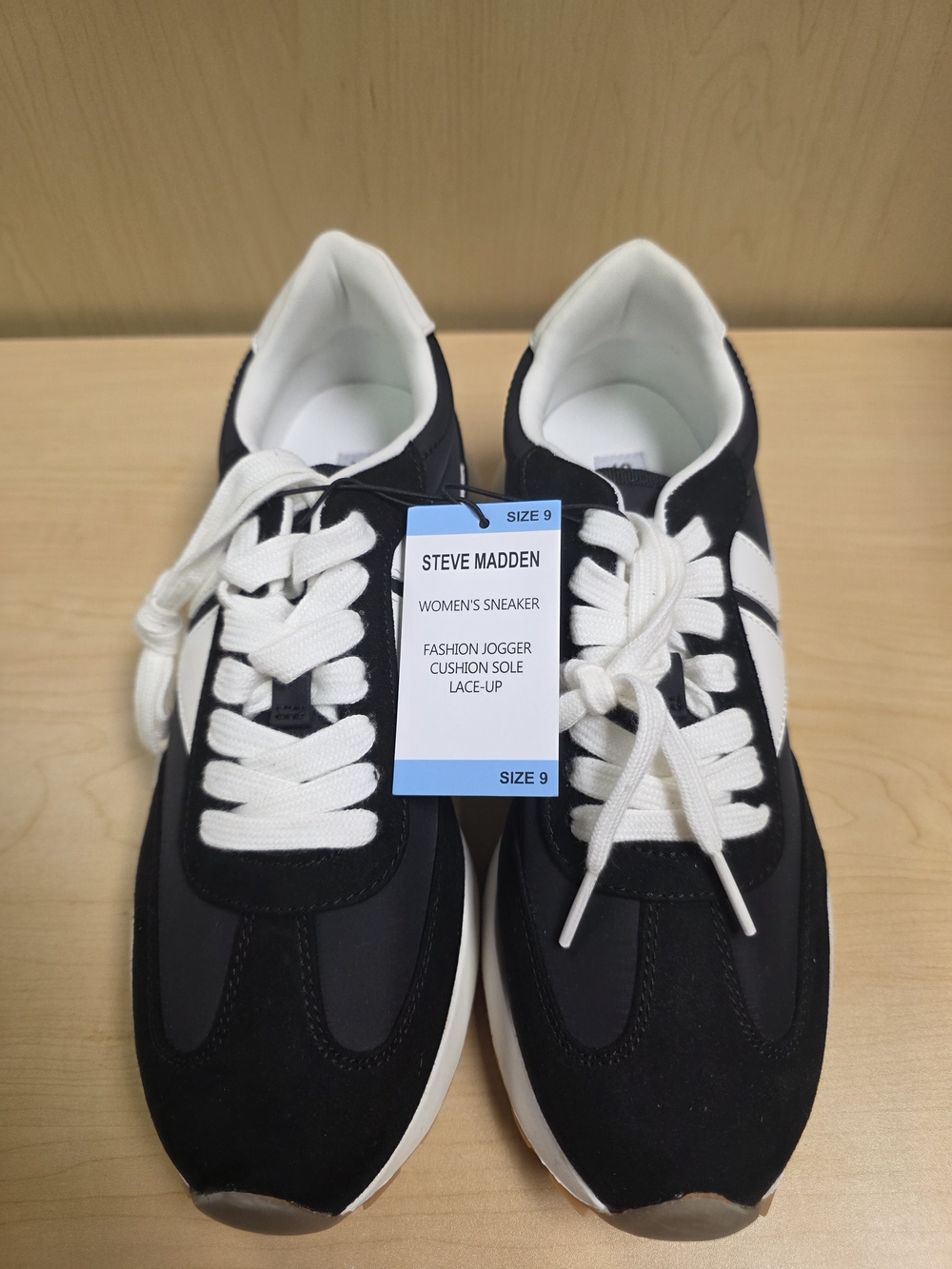 Steve Madden Black and White Retro Runner Sneakers - Picture 3 of 8
